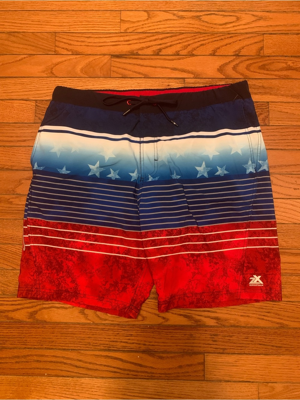 ZeroXposur Red, White & Blue Star Stripe Swim Board Shorts